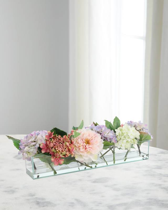 Whimsical Garden 28" Faux Floral Arrangement in Glass Container